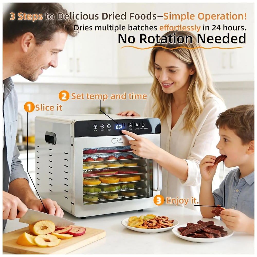 Desidratador Alimentos CulinVerse Aço Inox 8 Bandejas 1000W 110V