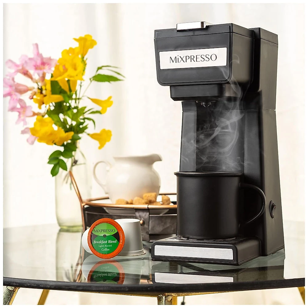 Máquina de Café Mixpresso de Dose Única para Café Moído e Cápsulas K Cup, 110V 800W, Mixpresso, Preta