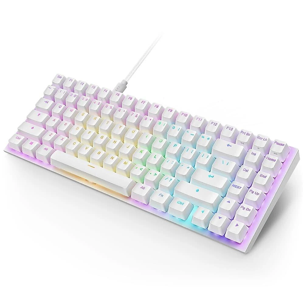 Teclado Óptico Gamer NZXT Function 2 MiniTKL, RGB, USB-C, Layout US, Branco - KB-002NW-US