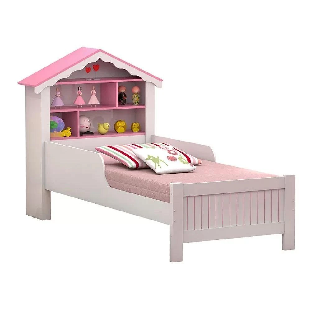 Cama Juvenil Solteiro Cama de Princesa com Colchão MDF MDP Branco Casah