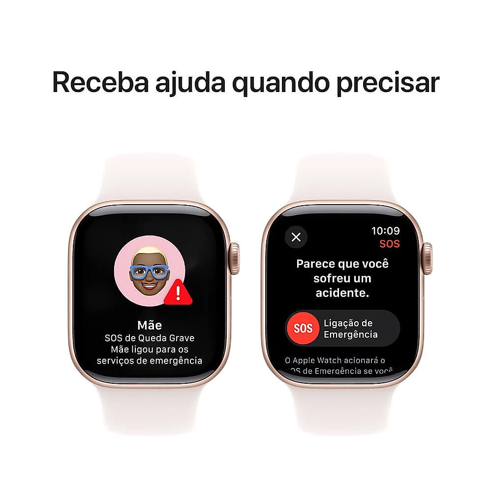 Apple Watch Series 10 GPS • Caixa cor de ouro rosa de alumínio – 42 mm • Pulseira esportiva blush-clara – M/G