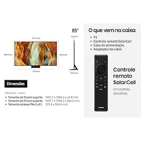 Smart TV Samsung 85" 4K Neo QLED Ultra QN85QN70FAGXZD Painel Até 144Hz Gaming Hub Processador NQ4 AI Gen2 Preta