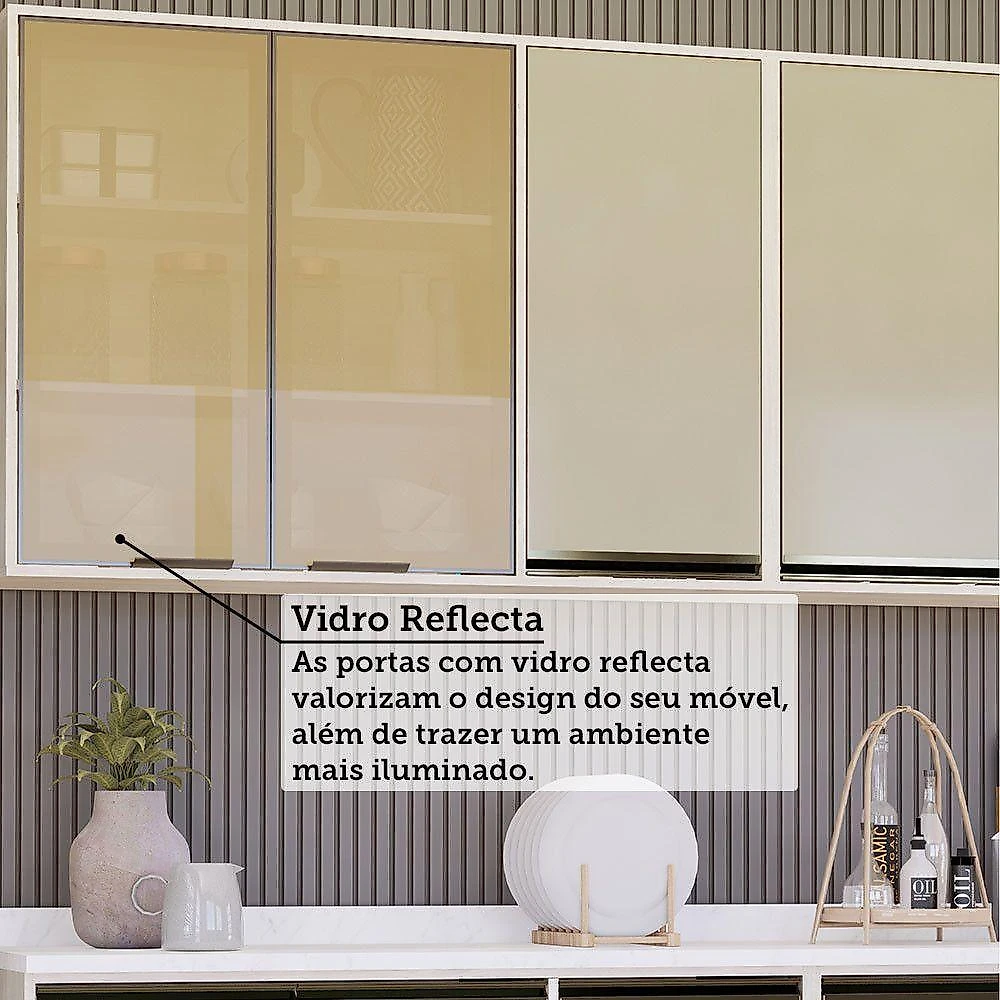 Cozinha Modulada Compacta 5 Peças Com Tampo Linea Luciane Mó Pátina Ff-mocca Laca
