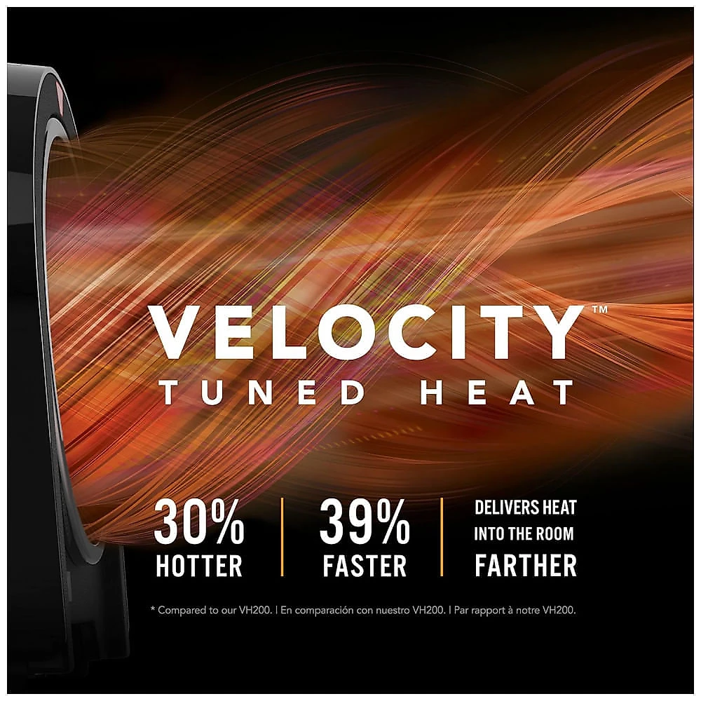 Aquecedor Vornado Velocity 5R Preto Velocity Tuned Heat Auto-Climate 2 Níveis Timer 12h Controle Remoto IR Touch LED 120V