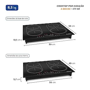 Cooktop de Indução Mondial CTI-03 4 Bocas com Full Zone e Função Turbo 220V