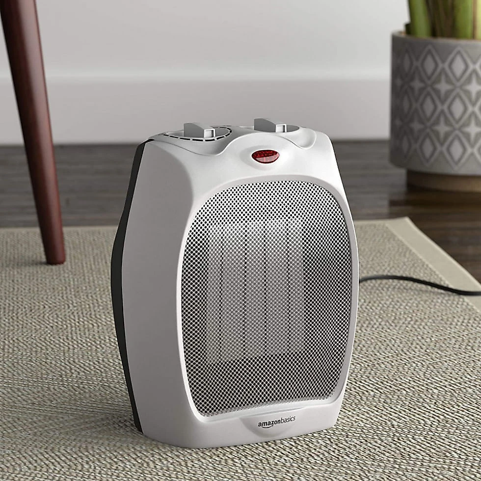 Aquecedor Elétrico Portátil de Cerâmica com termostato, 1500W 110V, Prata