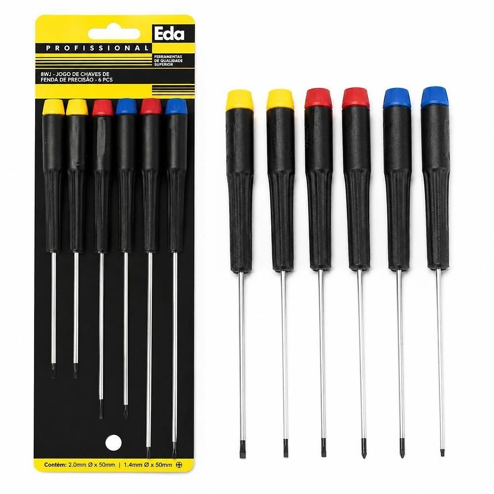 Kit de Chaves de Precisão Longas Magnéticas 6 Peças para Eletrônicos Óculos e Relógios Yeet