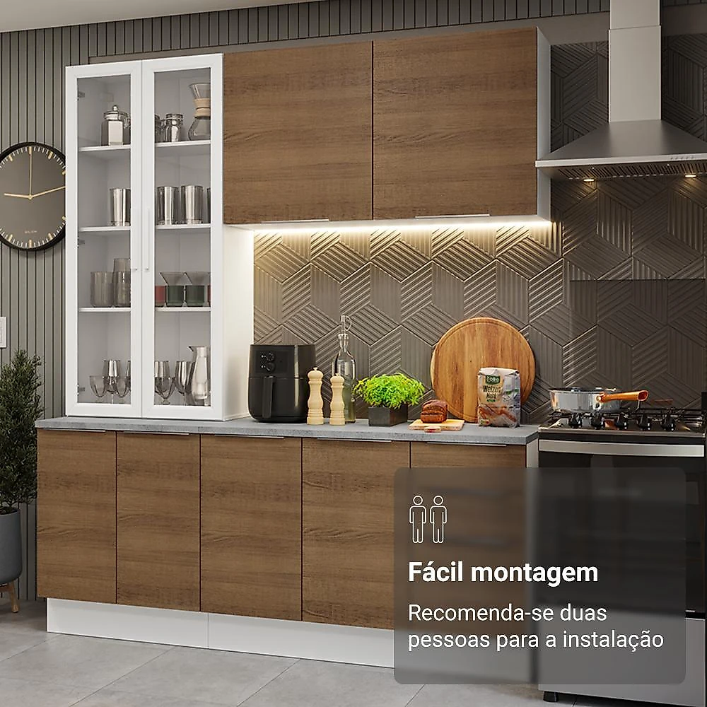 Armário de cozinha compacta 190cm stella madesa 03 branco