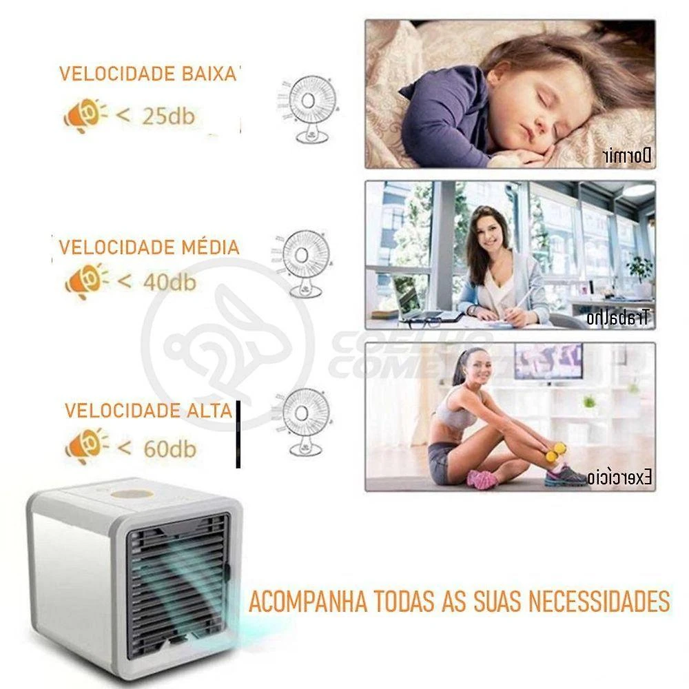 Mini Ar Condicionado Portátil com 3 Velocidades Ciclo Frio para Uso Doméstico 110V