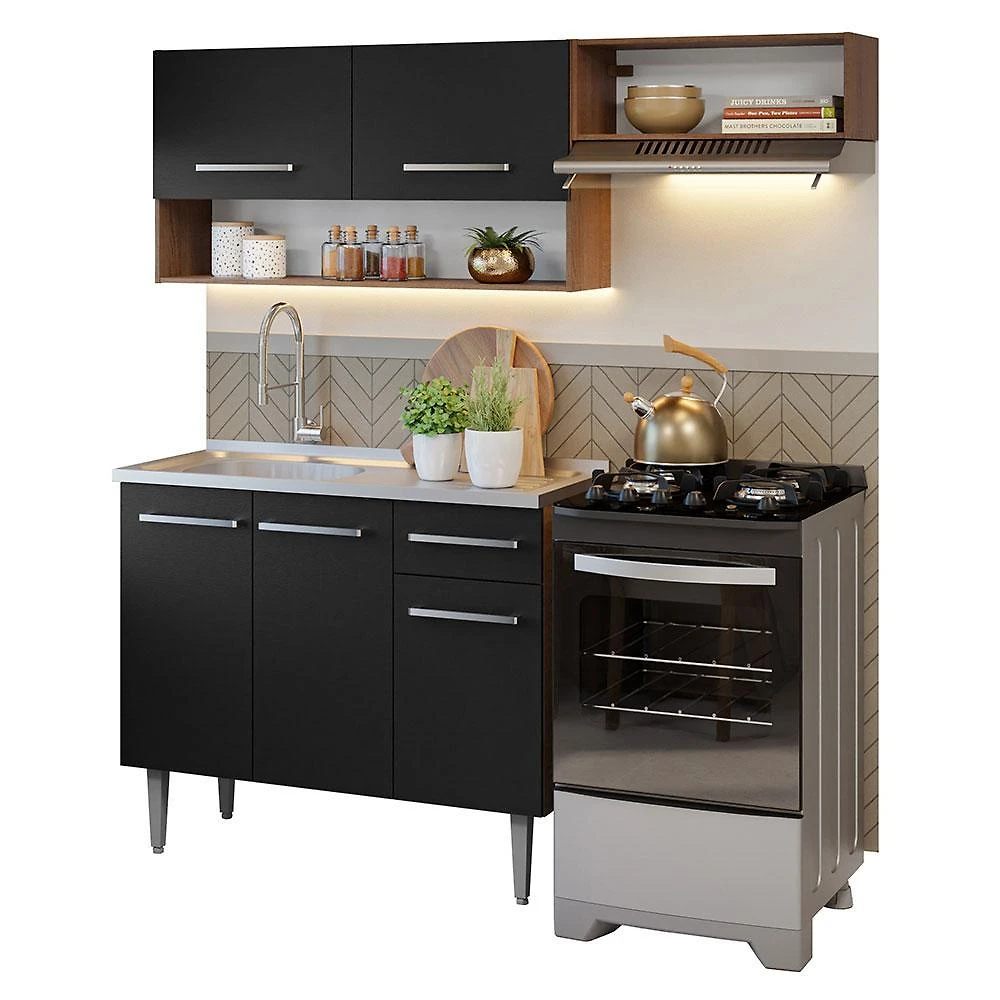 Armário de cozinha compacta 165cm com pia emilly madesa 09