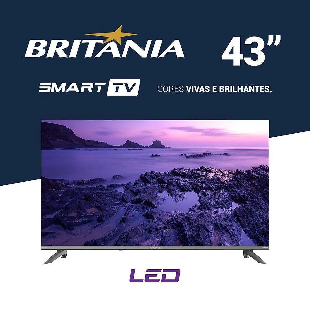 Smart TV Britânia B43CRA 43 Full HD DLED Roku HDR10 Cinza Bivolt