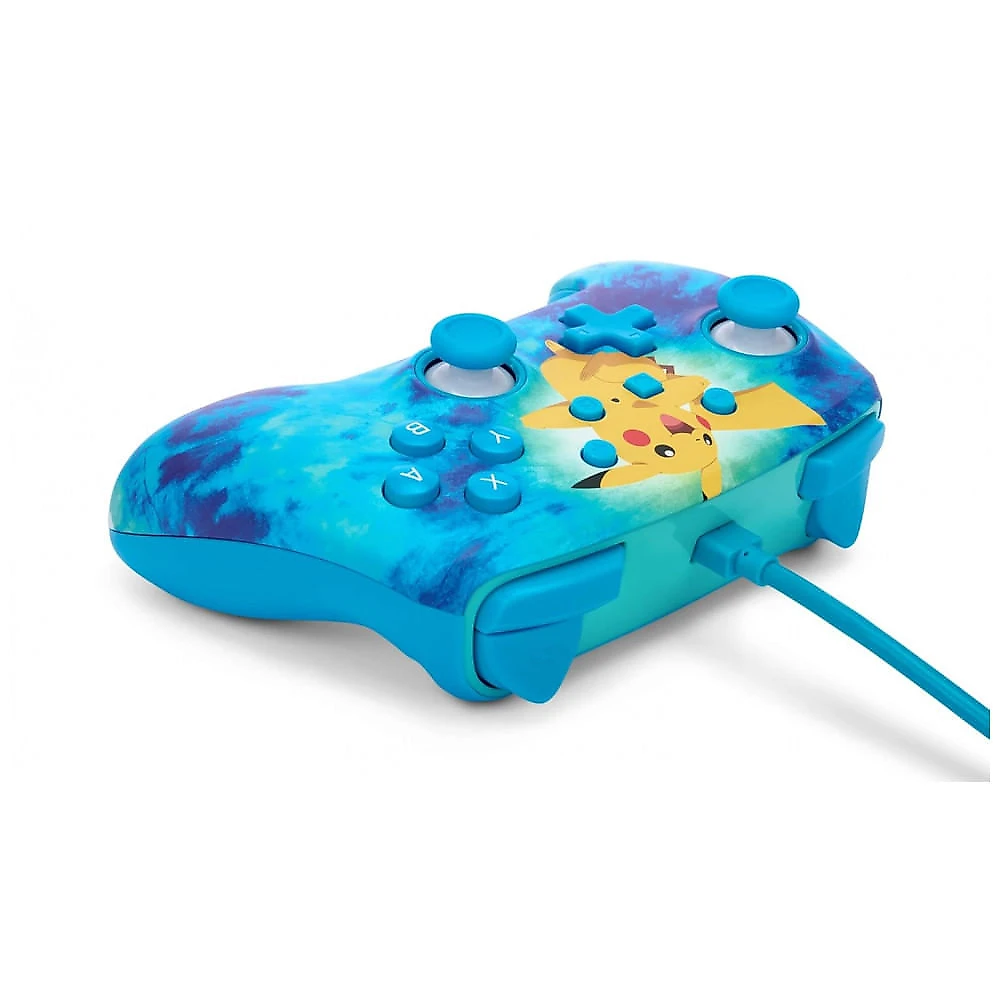 Controle PowerA Enhanced com fio para Nintendo Switch e Switch 2 Pikachu Tie Dye com botões avançados mapeáveis