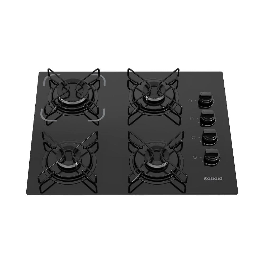 Cooktop 4 Bocas Essencial Itatiai Mesa De Vidro à Gás Bivolt Preto
