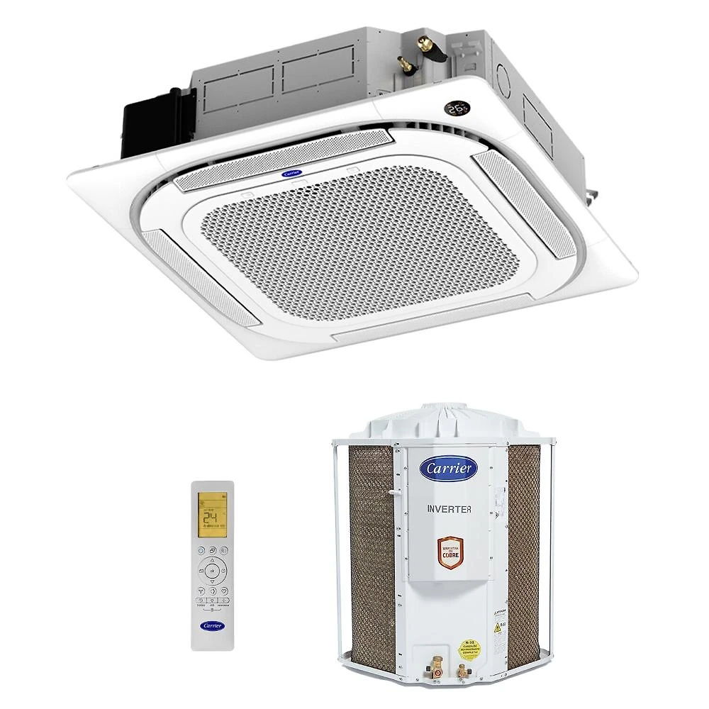 Ar-Condicionado Split Inverter Cassete 54000 BTUs Carrier 4 Vias Só Frio 40KWFLB/40KVQF54C5A/38CCVF54515MCA 220V