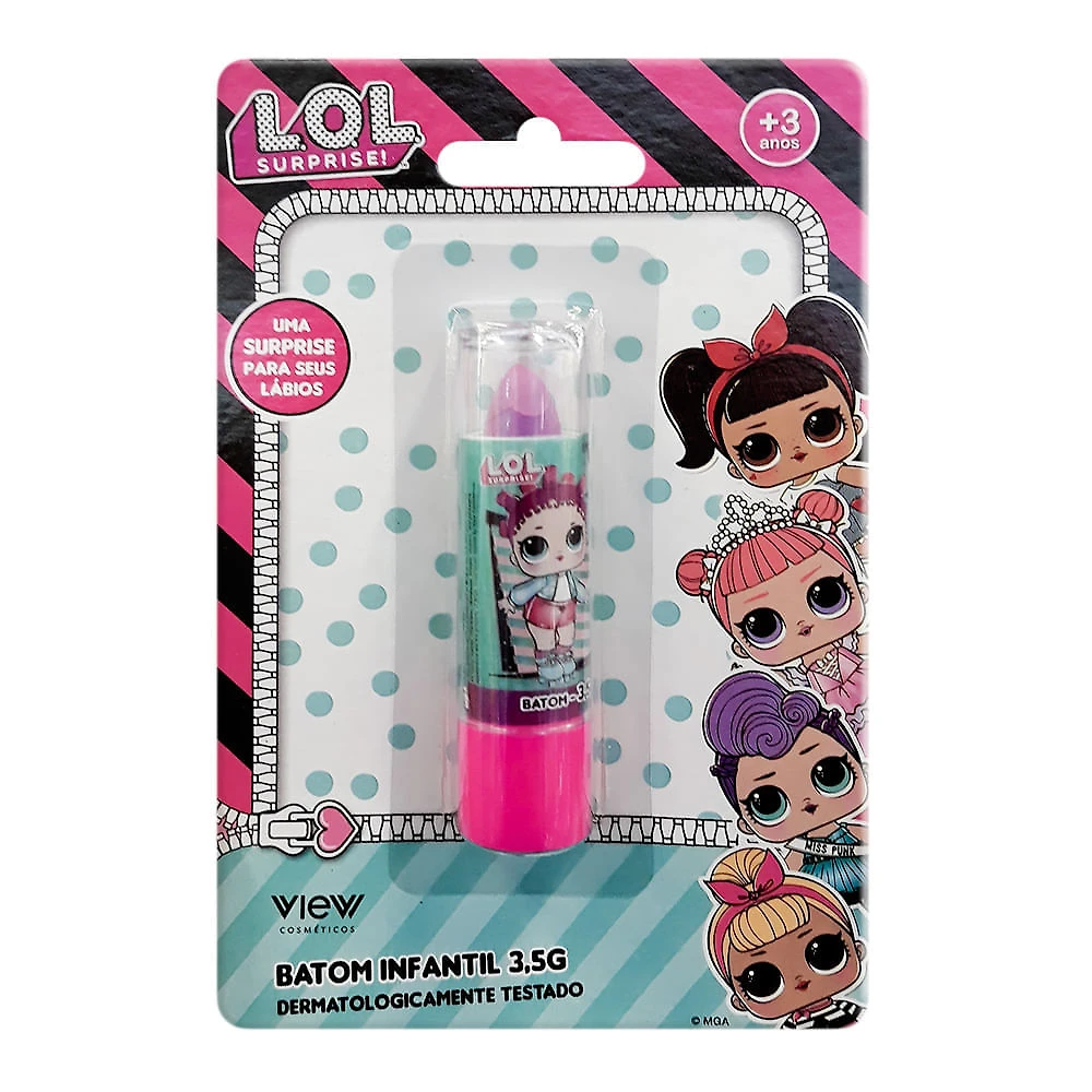 Miniatura Batom Infantil Lol Surprise! Cores e Personagens Sortidos 3,5g
