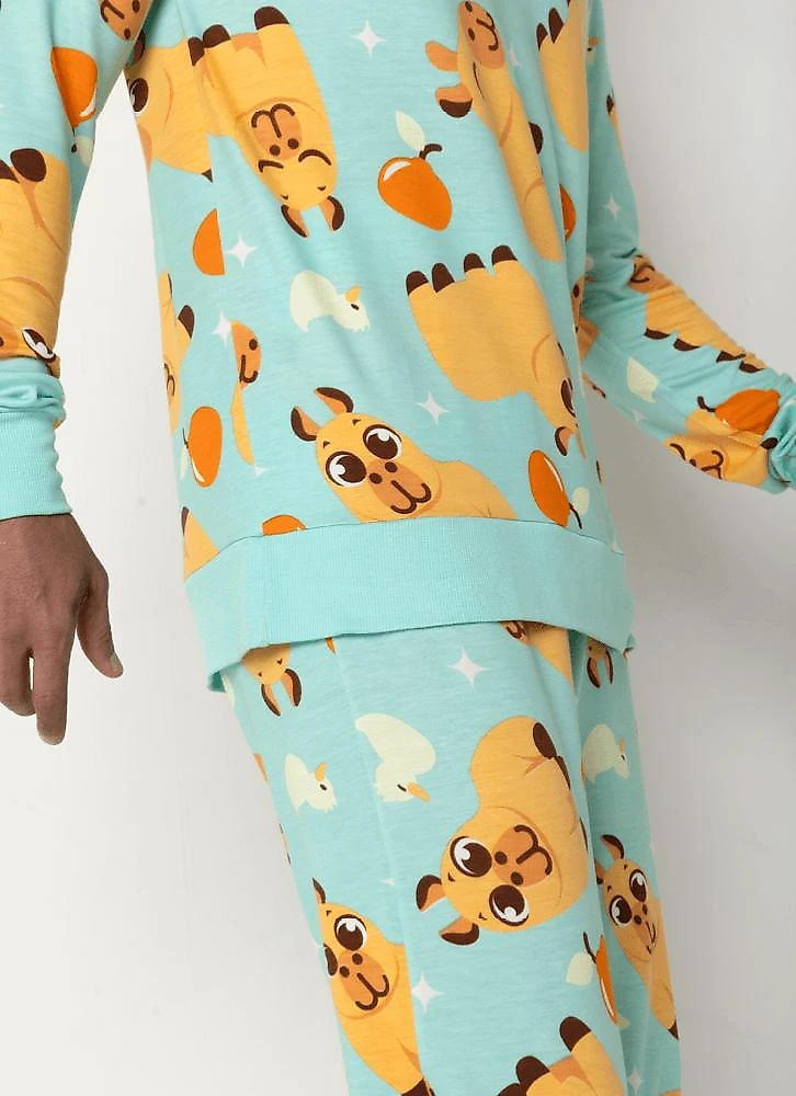 Pijama manga longa ultra visco unissex adulto capivara vibes g