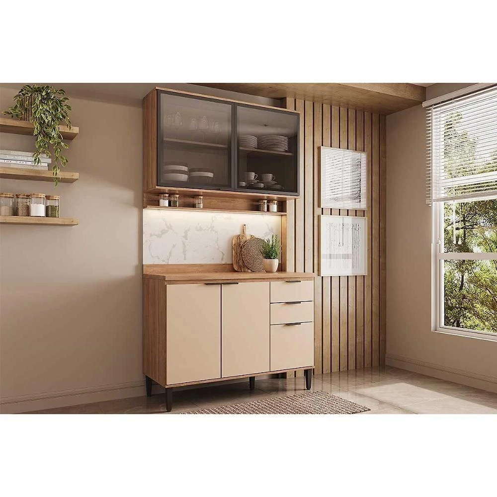 Cozinha Modulada Carraro Alpha Alpha 2 Peças (1aéreo+1balcão) C2p52 Freijo-off White-carraro