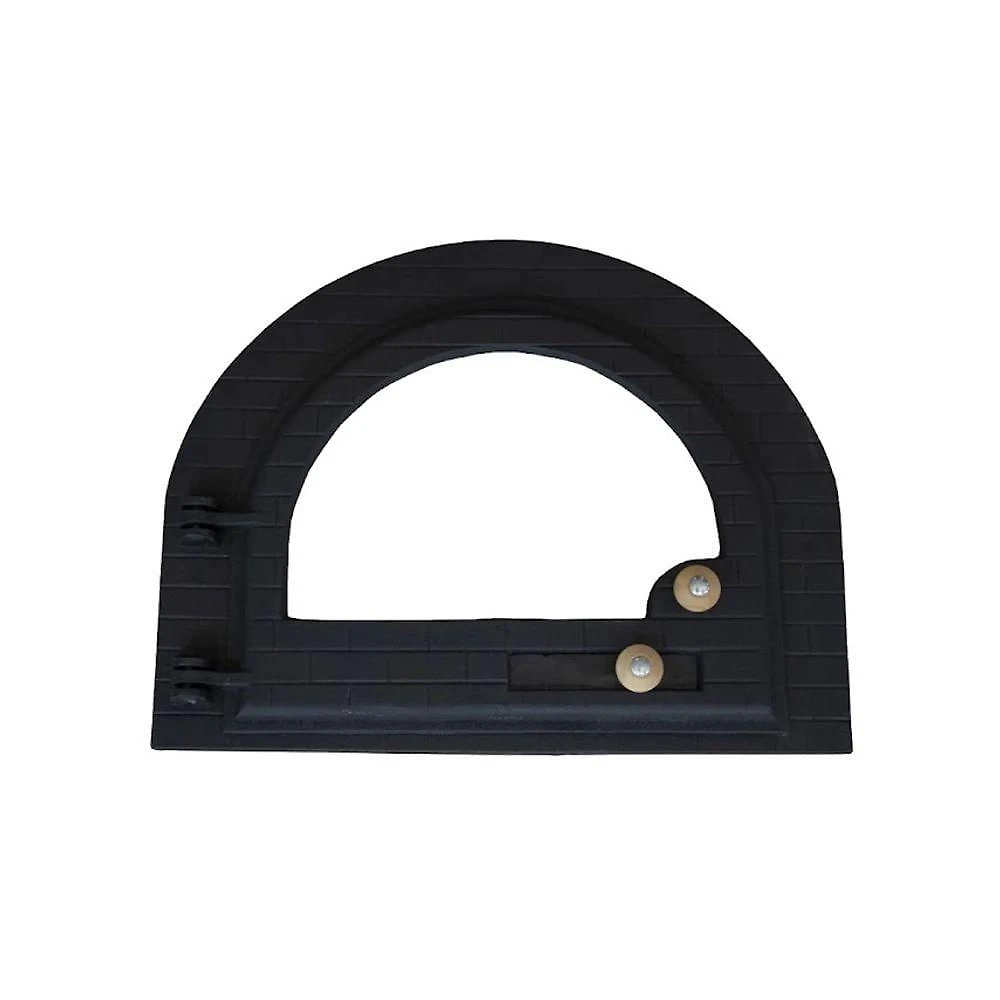 Porta para Forno a Lenha Igloo 52x42cm em Ferro e Vidro Preto Rig Fundidos