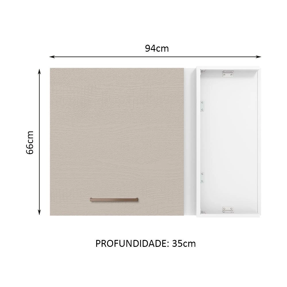 Armário de cozinha aéreo de canto 1 porta branco/crema agata madesa