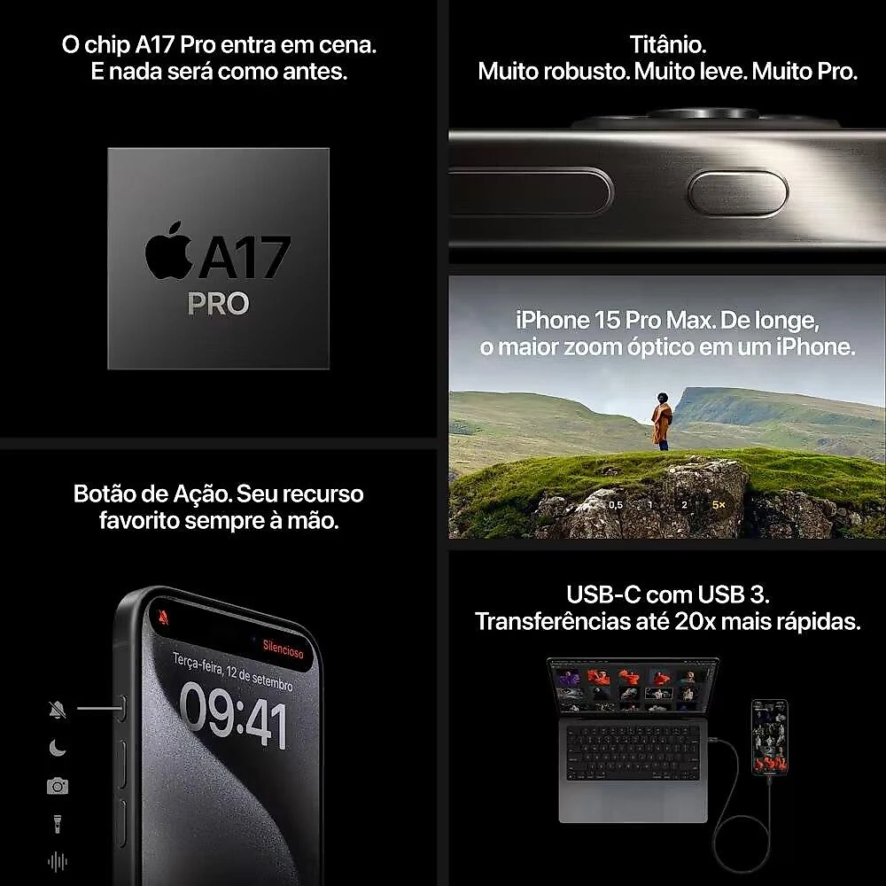 (Usado) iPhone 15 Pro Max Apple Titânio Azul, 1TB