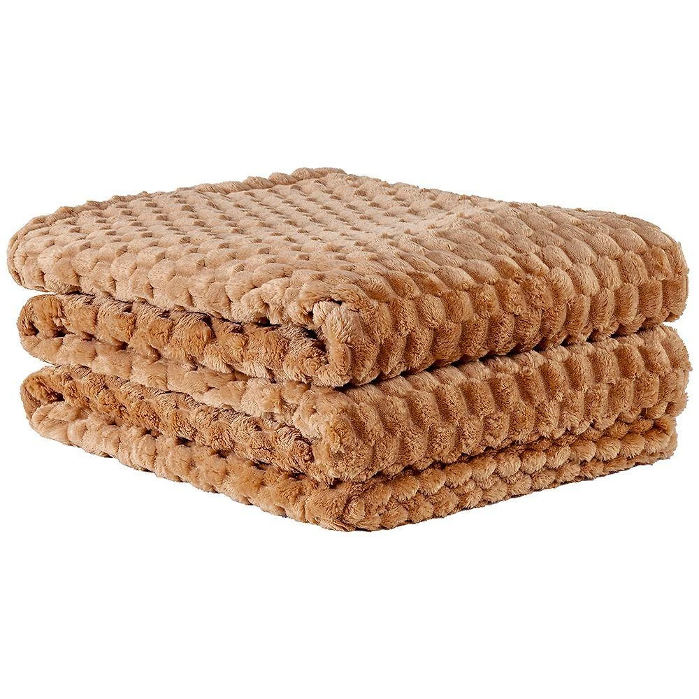 Cobertor Queen Marshmallow Manta Flannel Ultrasoft - Caramelo