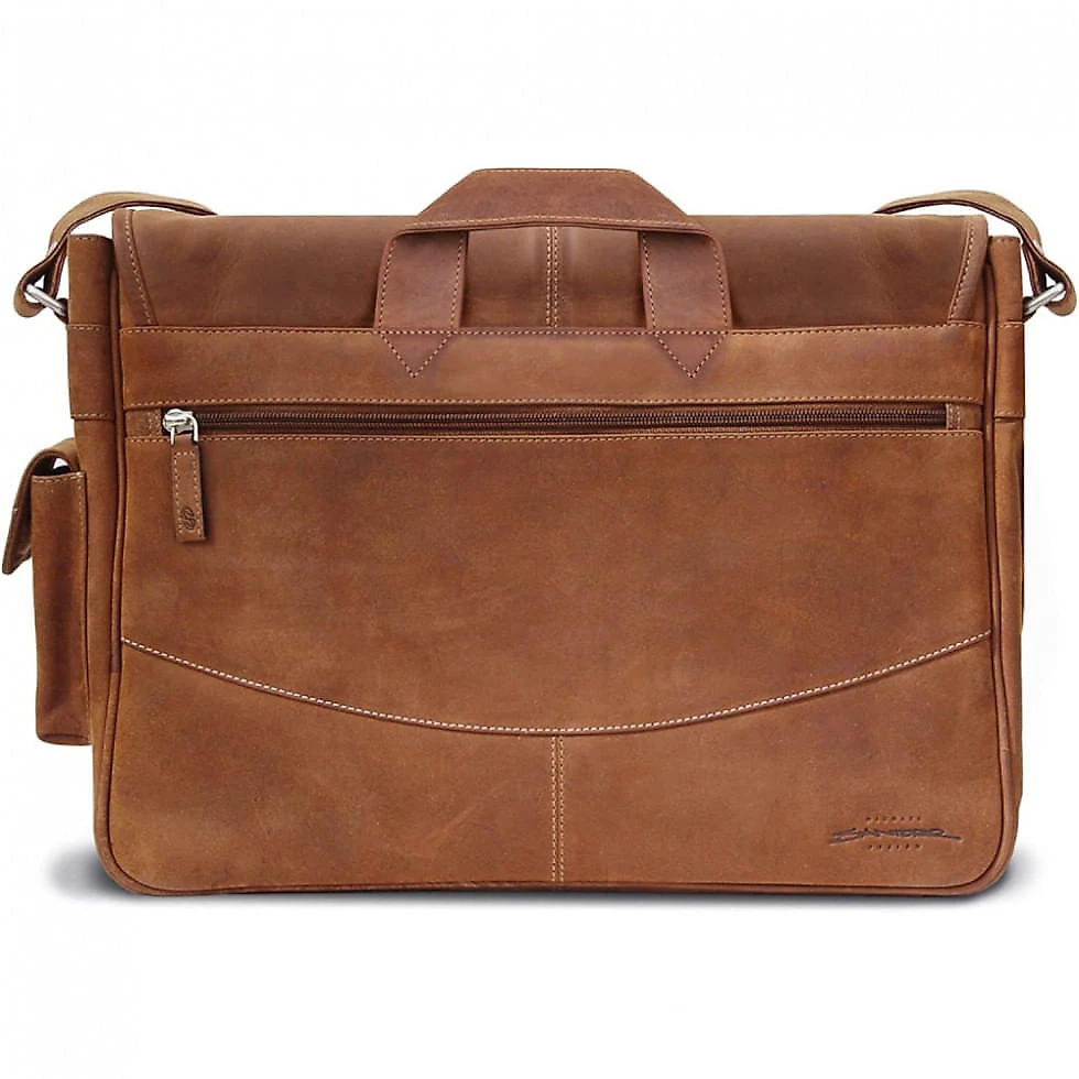 Bolsa Maleta Michael Santoro de Couro Masculina para Laptop, Marrom