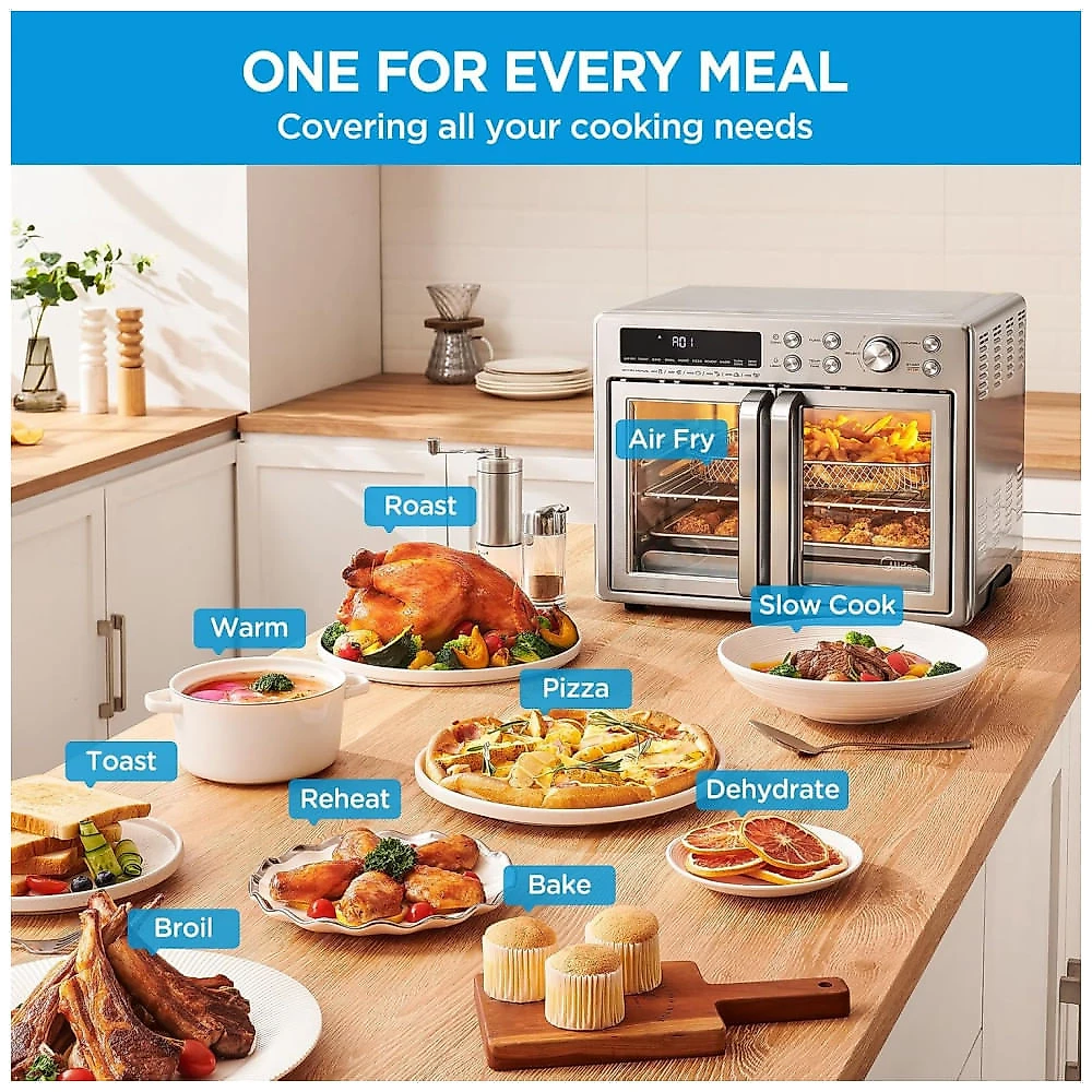 Forno e Fritadeira Elétrica Midea Flexify 10 em 1, 25L, Air Fryer com Portas French Door, 25% mais rápido, 90% menos óleo, aço inox, cozinha 110v