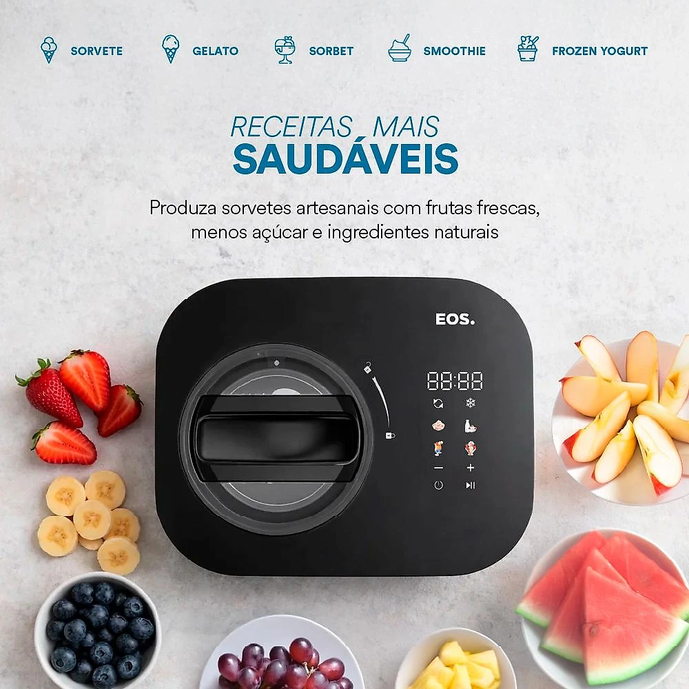 Sorveteira Expressa EOS 1 Litro 4 em 1 Digital All Black ESO04P 220V