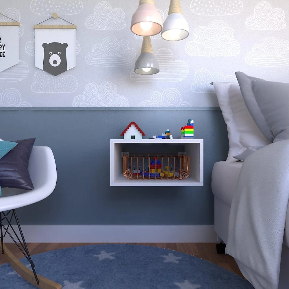 Nicho para Quarto Infantil 40cm MDP Nicho para Quarto Infantil Bramov Móveis Branco