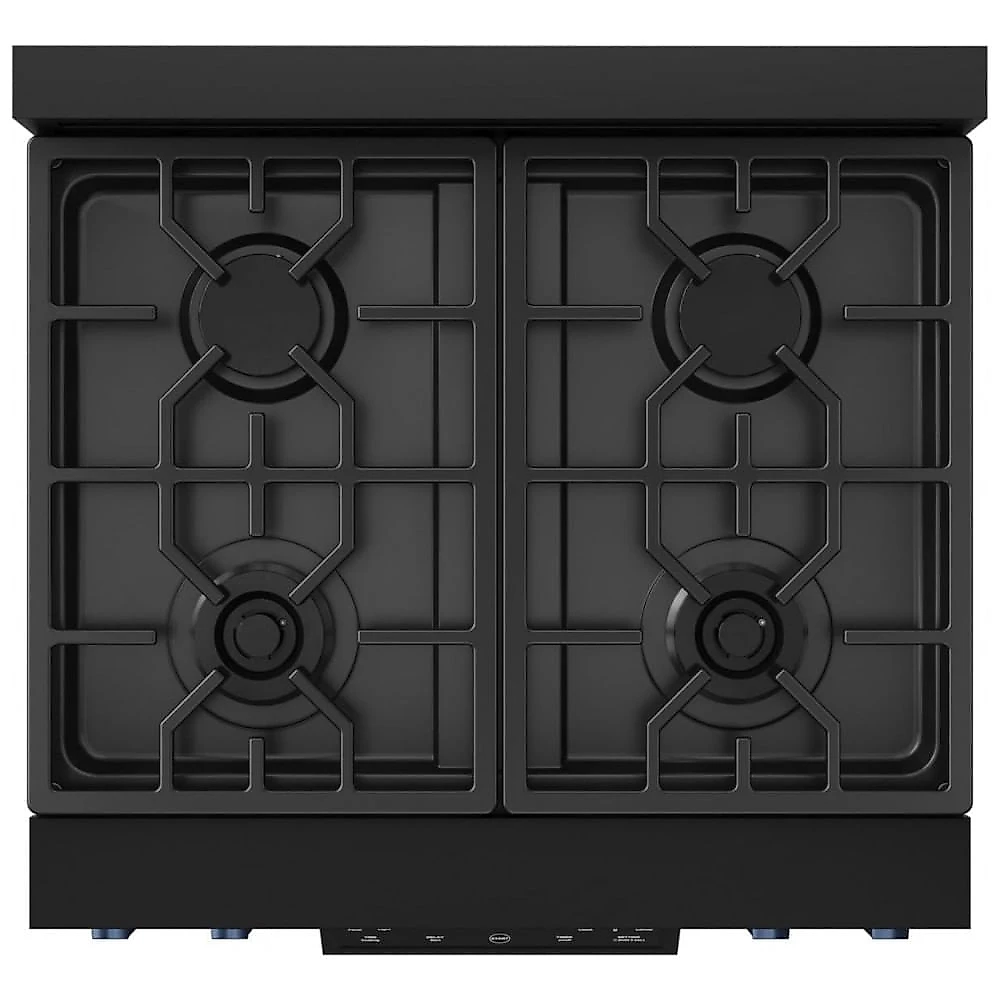 Fogão a gás GLP profissional 76cm Thor Kitchen Gordon Ramsay preto/azul marinho painel touch basculante convecção grelha contínua 129L 110V