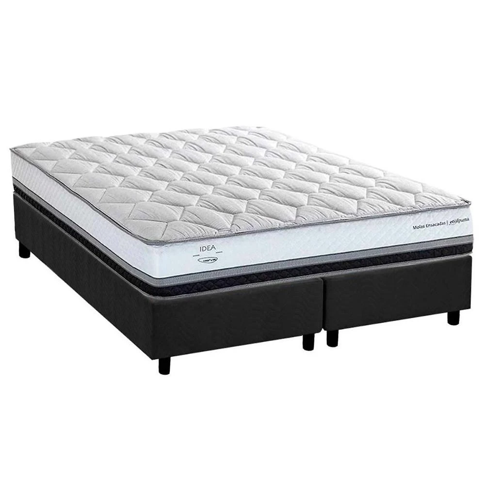 Cama Box Queen: Colchão Molas Masterpocket Ensacadas Herval La Playa C1634 + Base Crc Suede Gray (158x198x28)