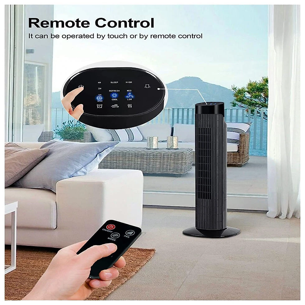 Ventilador de Torre Uthfy com Temporizador de 7H e Modo Silencioso, 110V Preto