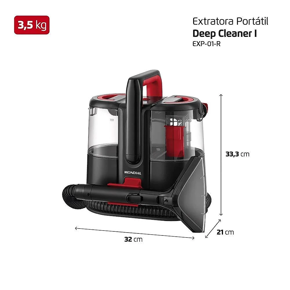 Extratora e higienizadora portátil mondial deep cleaner i 1650w exp-01-r preto/vermelho 220