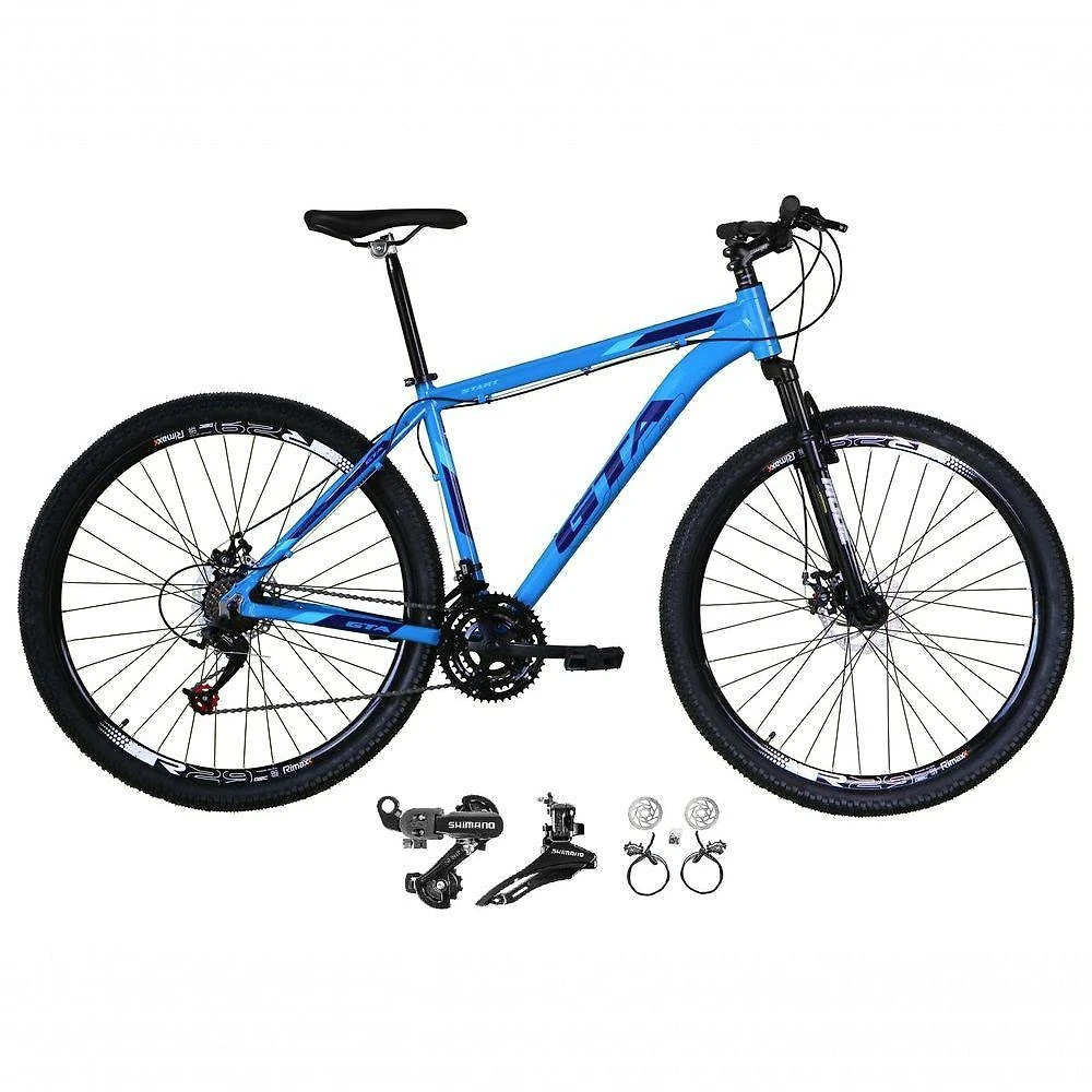 Bicicleta Aro 29 Gta Start 21v Shimano Alumínio Freio Hidráulico Garfo Suspensão - Azul Tam.17