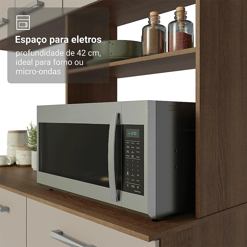Armário de Cozinha Compacta 196cm Aura Madesa Rustic/Crema