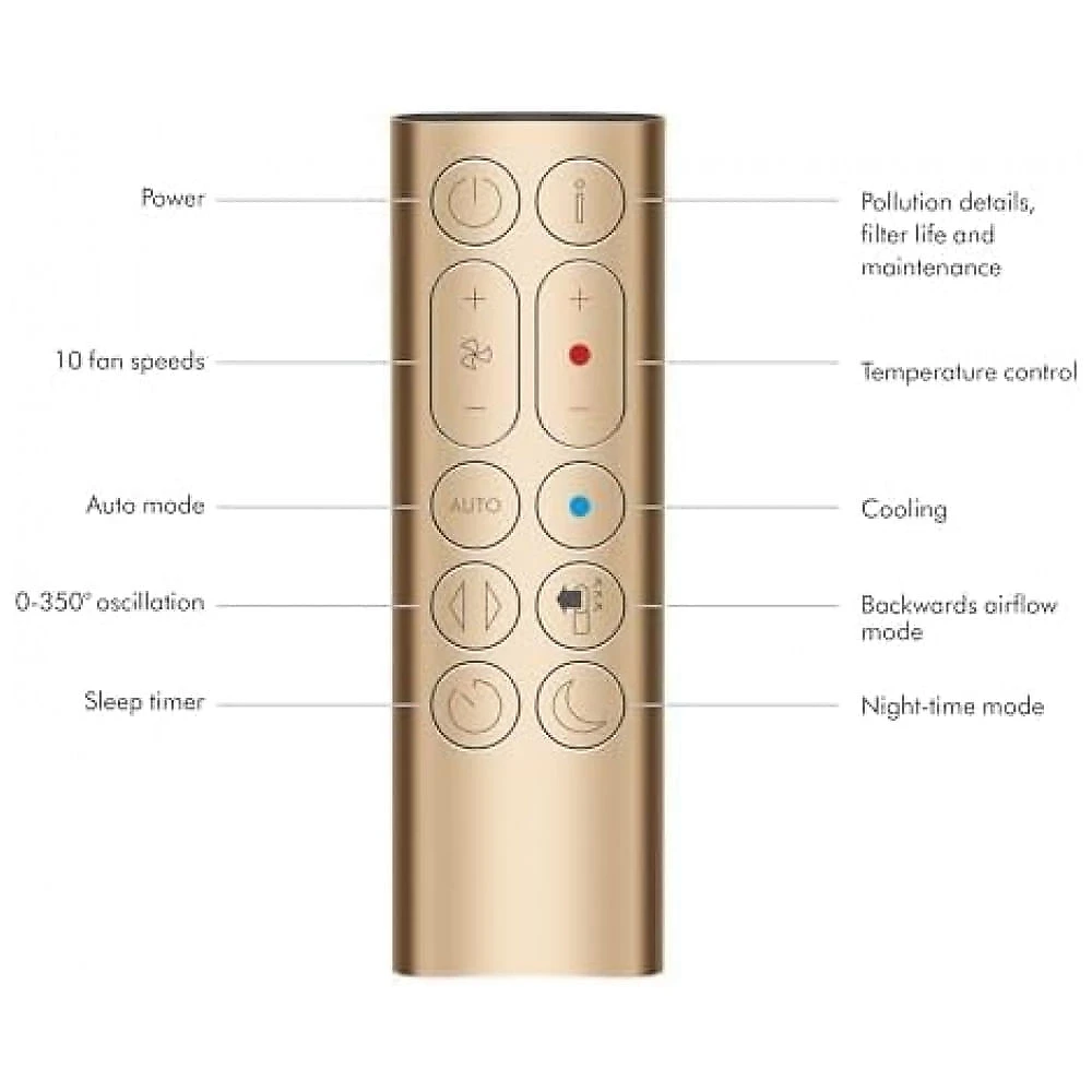 Purificador de Ar Dyson Hot+Cool Formaldeído HP09 Branco Dourado HEPA Carbono Ativado Aquecimento Resfriamento 120V