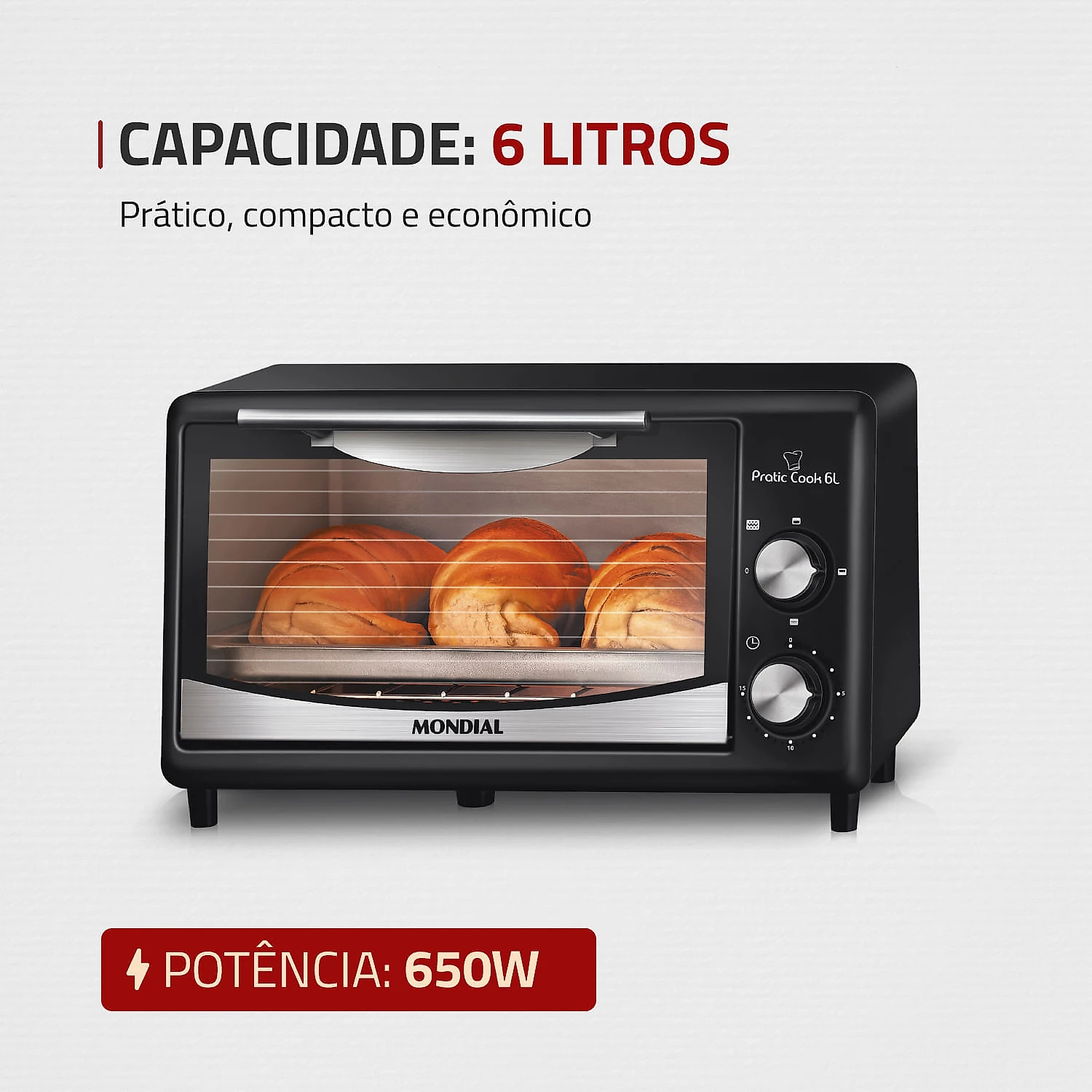 Forno Elétrico Mondial  Pratic Cook 6L FR-09 FORNO-127V-PRETO/INOX