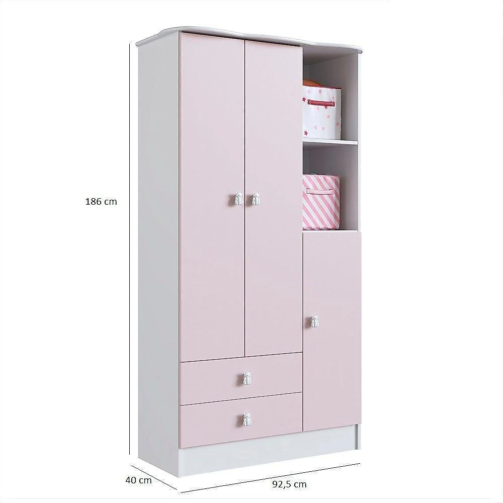Quarto de Bebê Completo com Guarda-Roupa e Cômoda Arco-Íris Quarto de Bebê Completo com Guarda Roupa e Cômoda 377001 Espresso Móveis Rosa