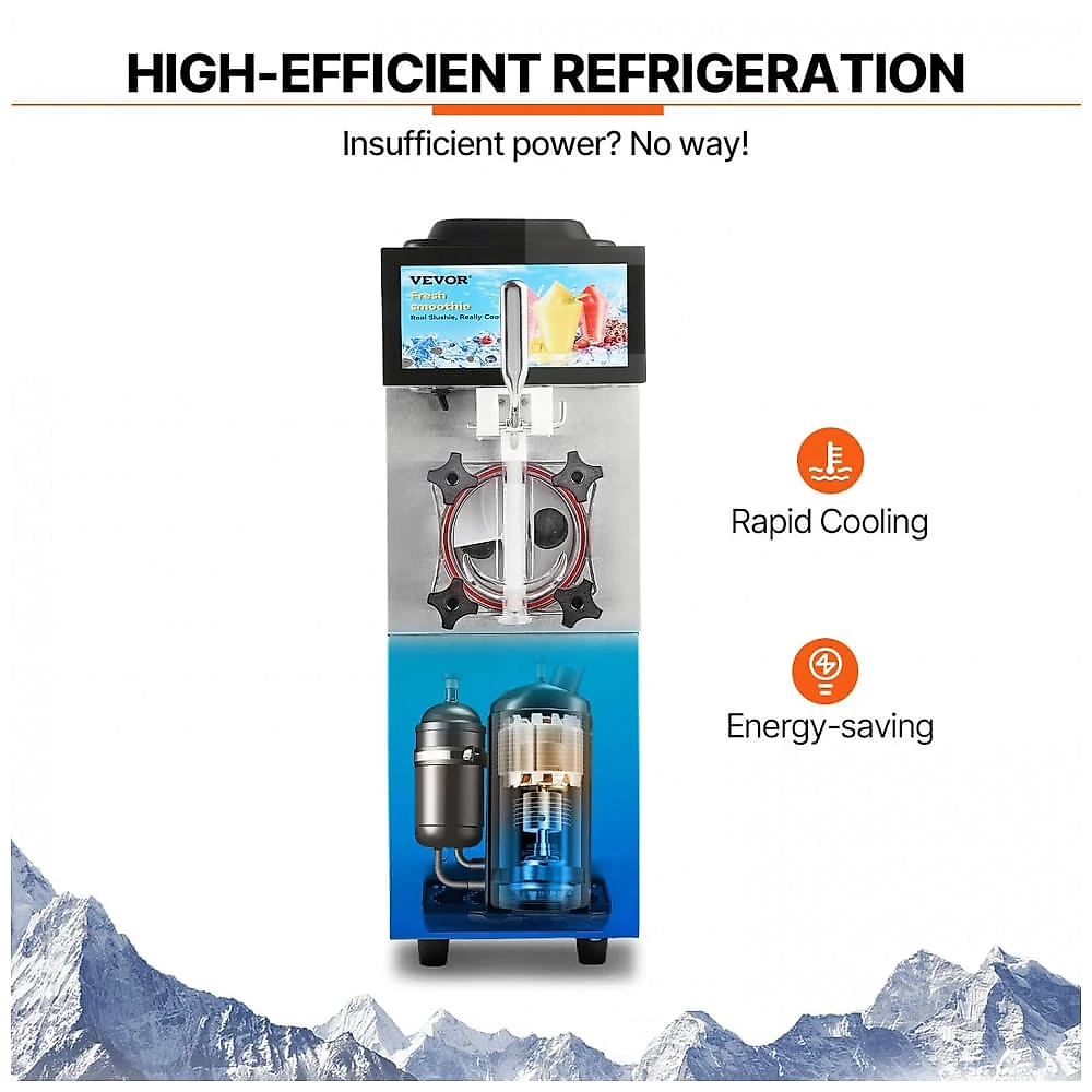 Máquina de Slush Raspadinha VEVOR XN120C 12L Tanque Único Comercial Inox 240V