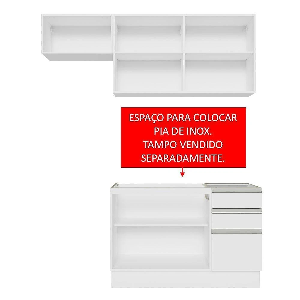 Armário De Cozinha 180Cm Branco Glamy 09 Branco