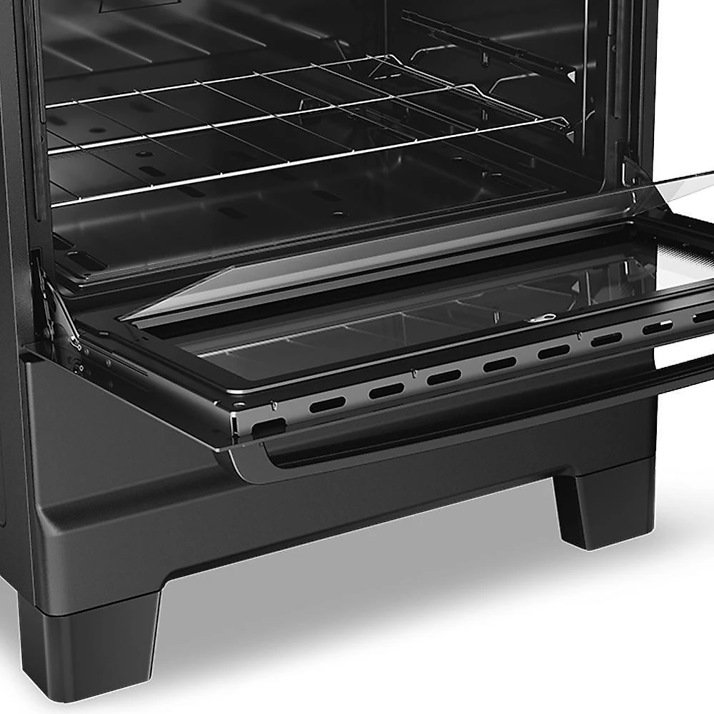 Fogão A Gás Esmaltec Mesa Inox E Forno 84L Limpa Fácil Ideal Super Preto 5 Bocas Bivolt