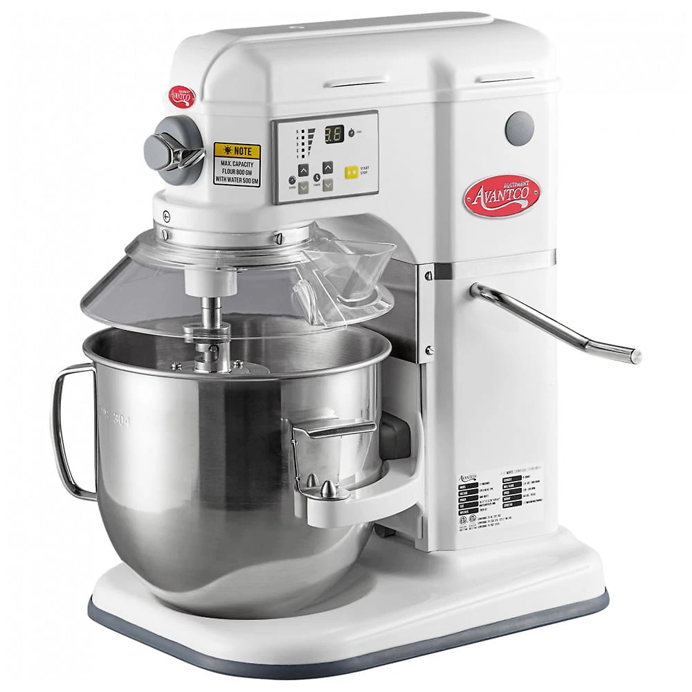 Misturador,Mixer Comercial de Bancada Avantco MIX8GWH Branco de 7,57 Litros com Elevação de Tigela e Acessórios Padrão 110V, 4,5 hp