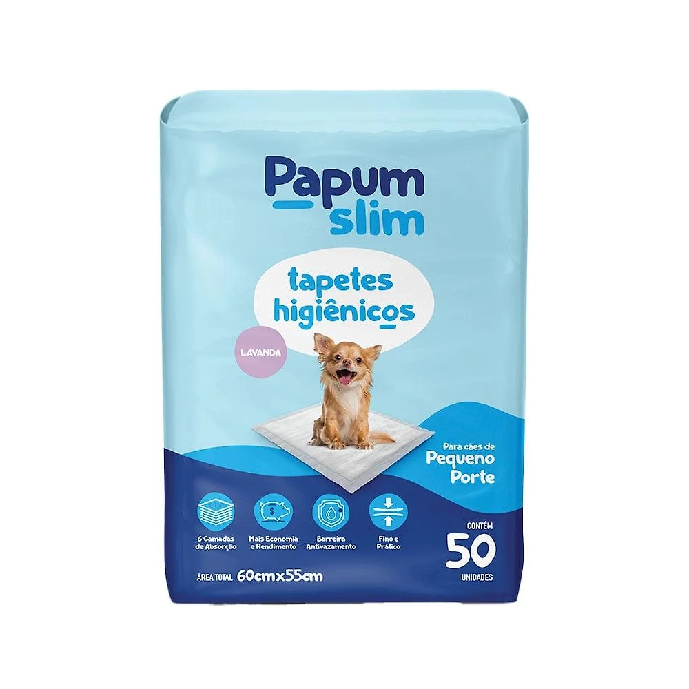 Tapete Higiênico Papum Slim Lavanda para Cães de Porte Pequeno - 50 Unidades