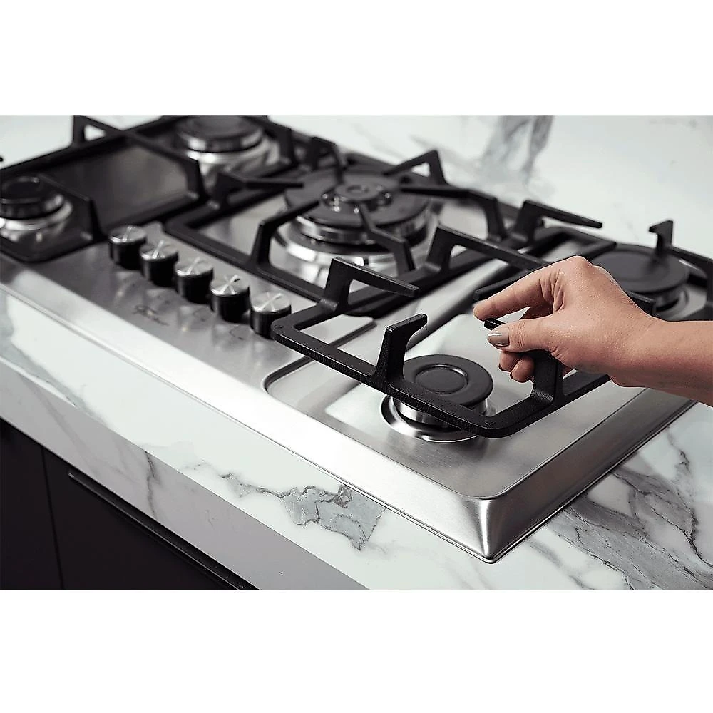 Cooktop A Gás Fischer 5 Bocas Tripla Chama Infinity Com Trempe De Ferro Fundido Mesa Inox 23678-5412 Bivolt