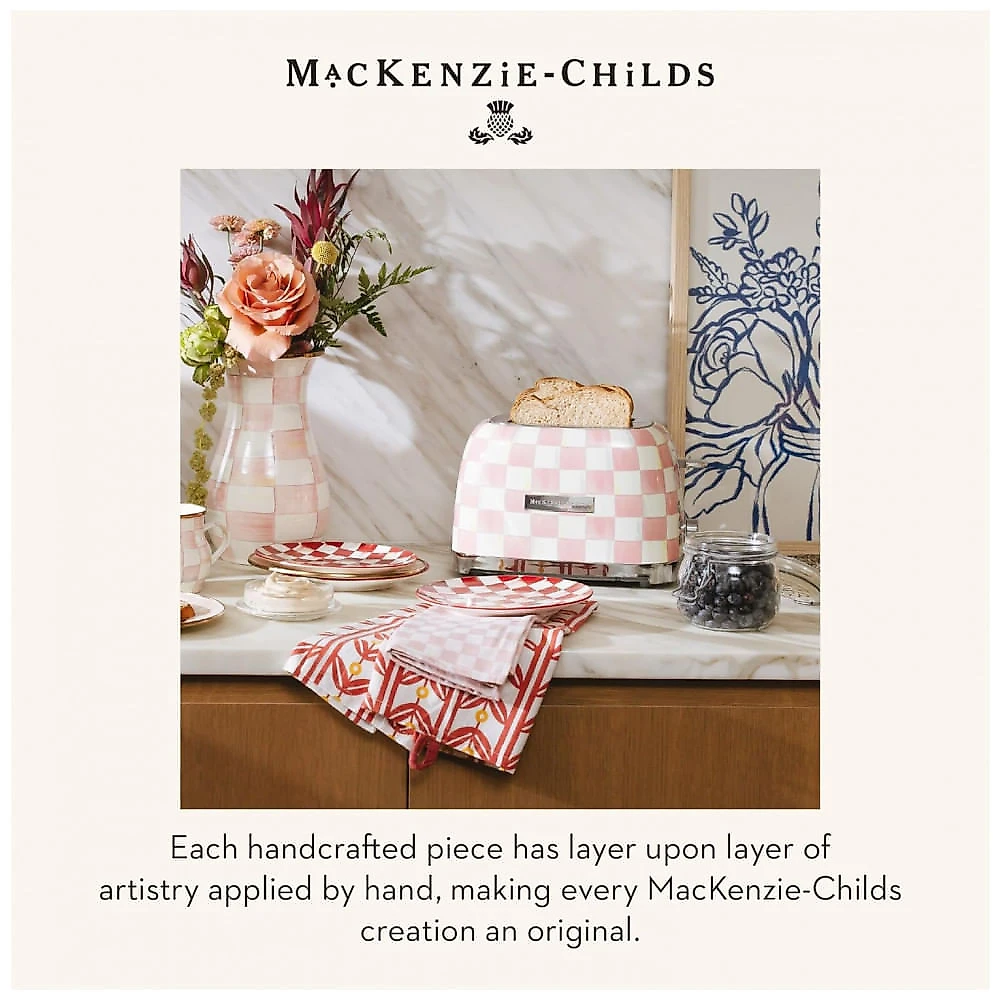 Torradeira 2 fatias MacKenzie-Childs Cherry Check rosa e branca aço inox 850W 110V
