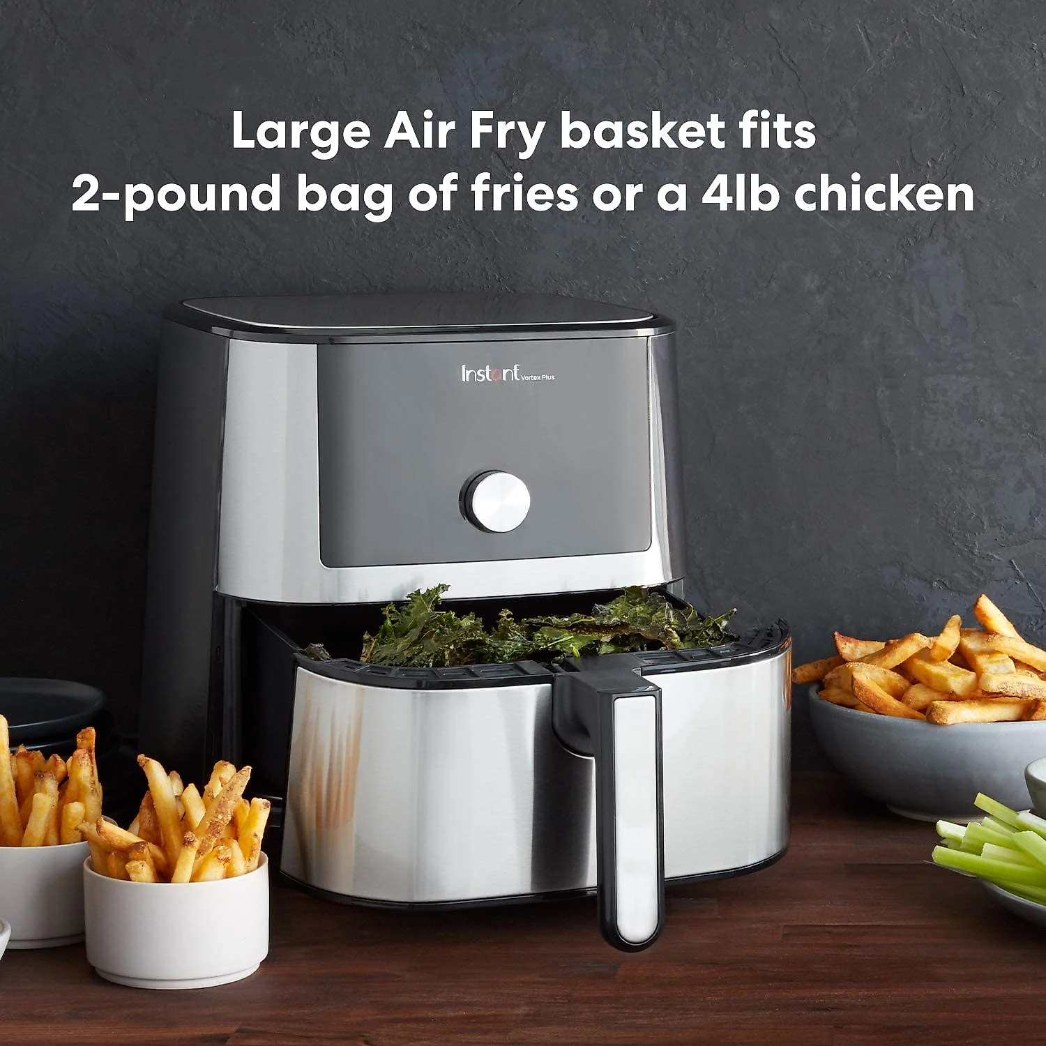 Instant Vortex Plus Air Fryer Fritadeira Elétrica, sem óleo, 6 em 1-painel de controle digital, 1500W, 6L, preta.