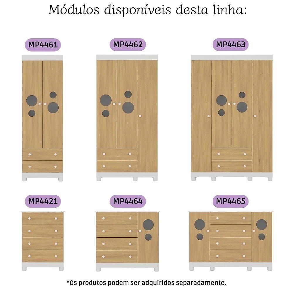Quarto De Bebê Completo Berço Americano 3 Em 1 Colchão Bombom Multimóveis MP4638 Branco-madeirado
