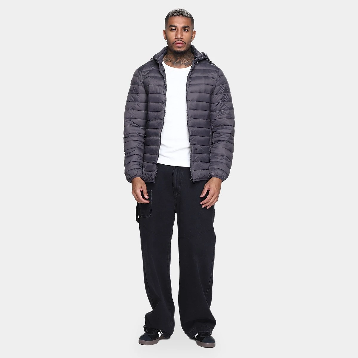 Miniatura Jaqueta Com Capuz Broken Rules Nylon Masculina Cinza - G