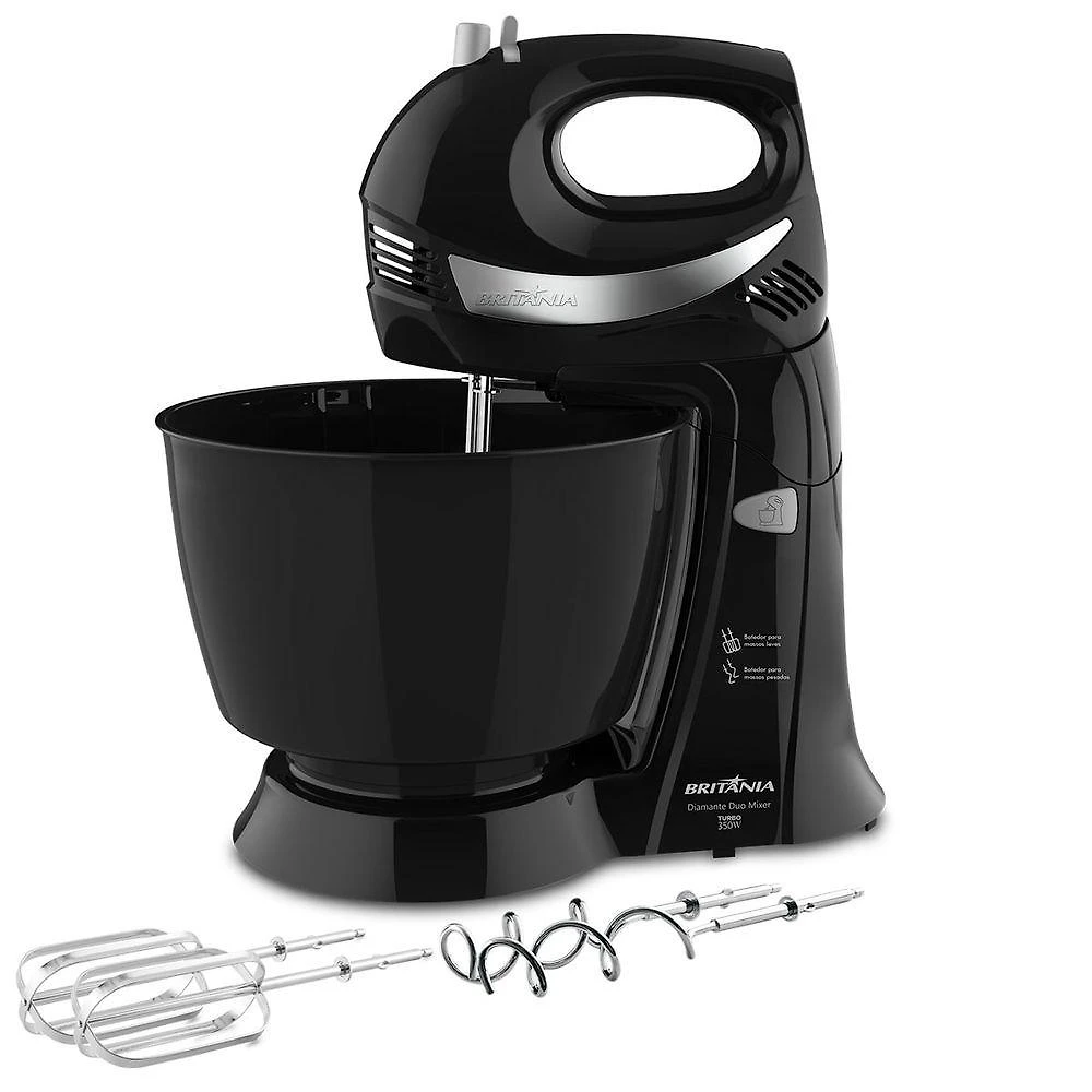 Batedeira Britânia Diamante Duo Mixer Turbo PR 4,3L 350W 110V