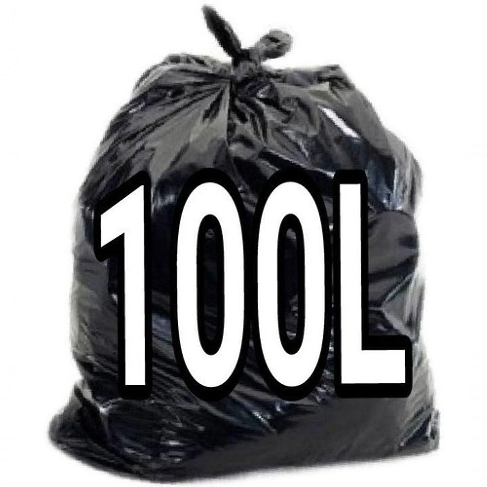 Saco para Lixo Super Reforçado 100L Preto 75x90cm Alta Resistência Pacote 200 Unidades Higipack